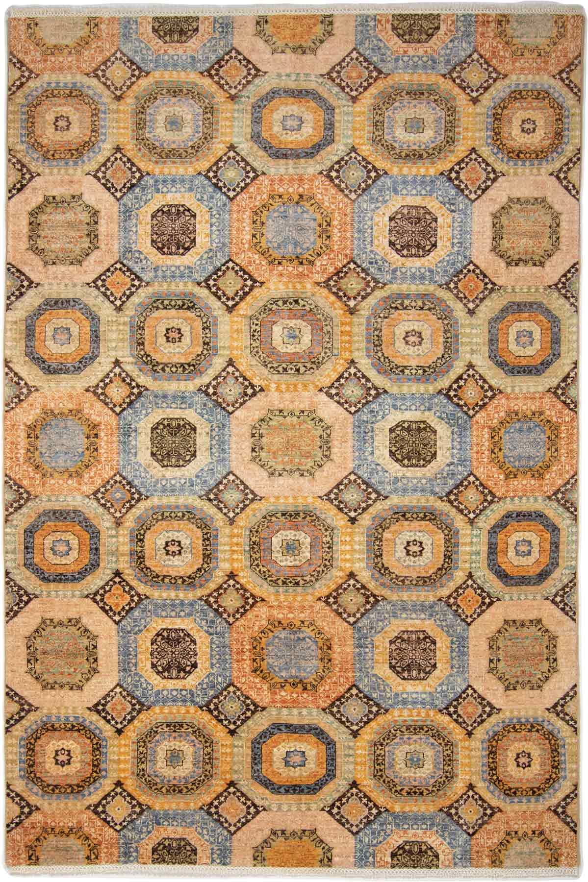 Teppich Modern Mamluk Gelb Beige Muster