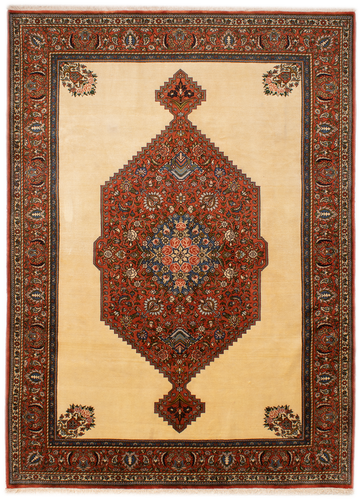 Grand Tapis Persan Bakhtiar Noué Main – 160x110 Cm, Laine Et Coton, Motif Oriental